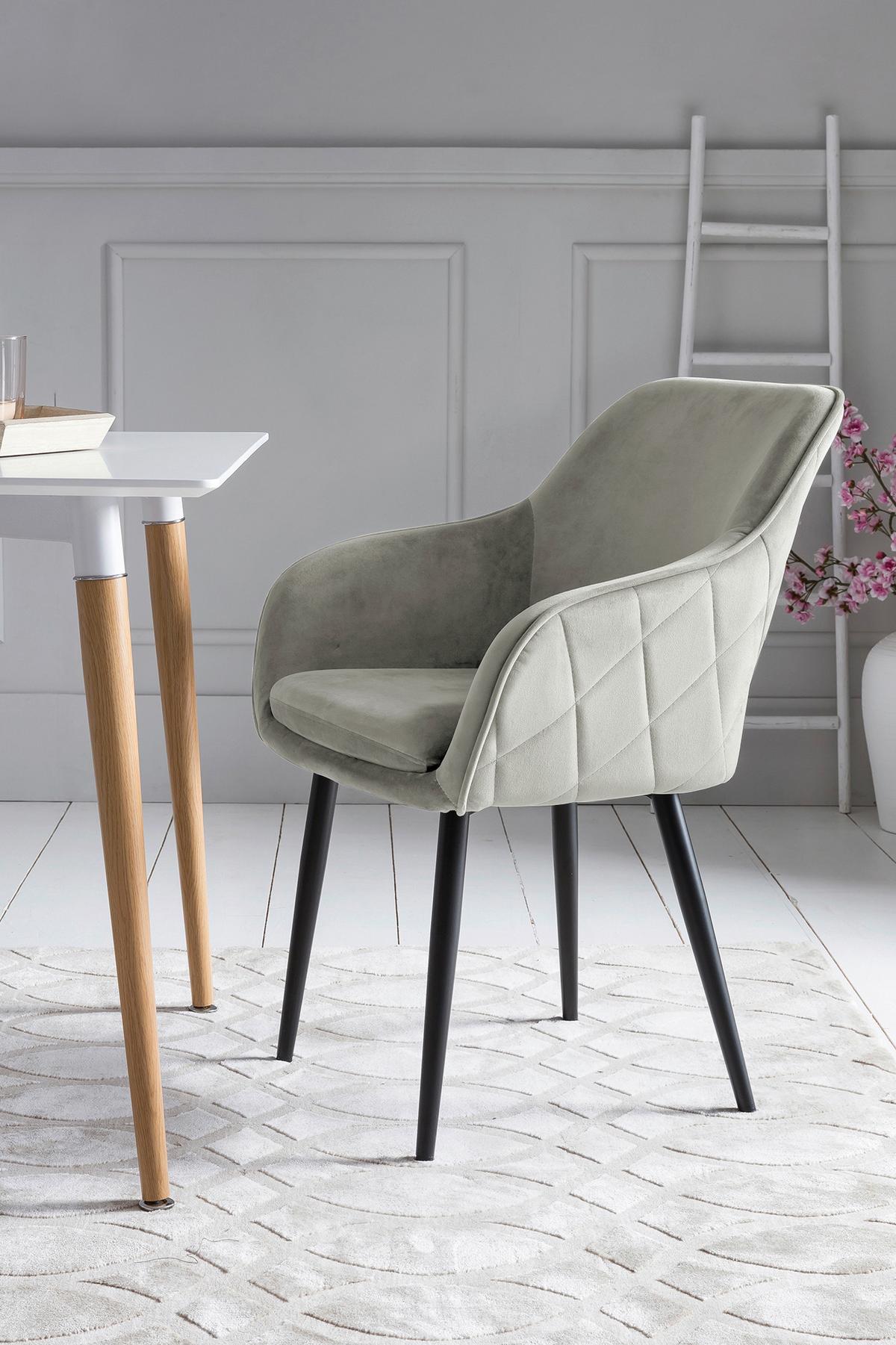 Naslanjač Samt, Krem Barva - črna/krem barve, Moderno, kovina/tekstil (61/85/60cm) - Livetastic