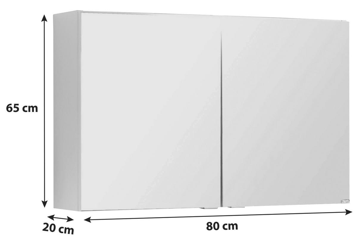 Spiegelschrank Siena mit LED ca. 80x65x20cm 2-türig Weiß - Chromfarben/Weiß, MODERN, Holzwerkstoff/Metall (80/65/20cm) - Held