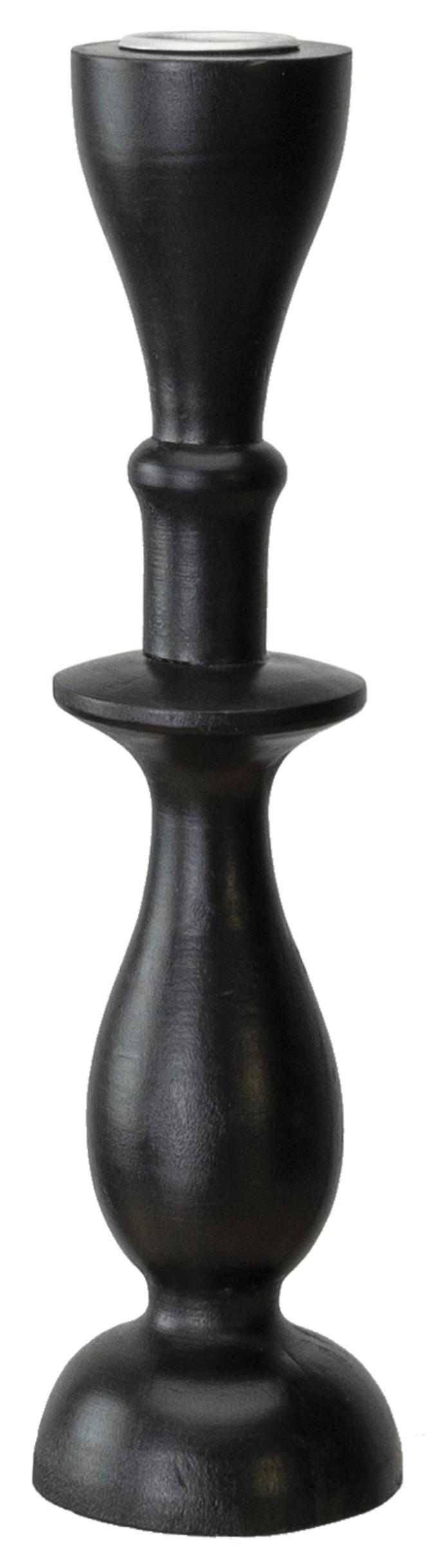 Hengergyertyatartó Noir - fekete, faalapú anyag/fém (7,3/22,7cm) - Modern Living