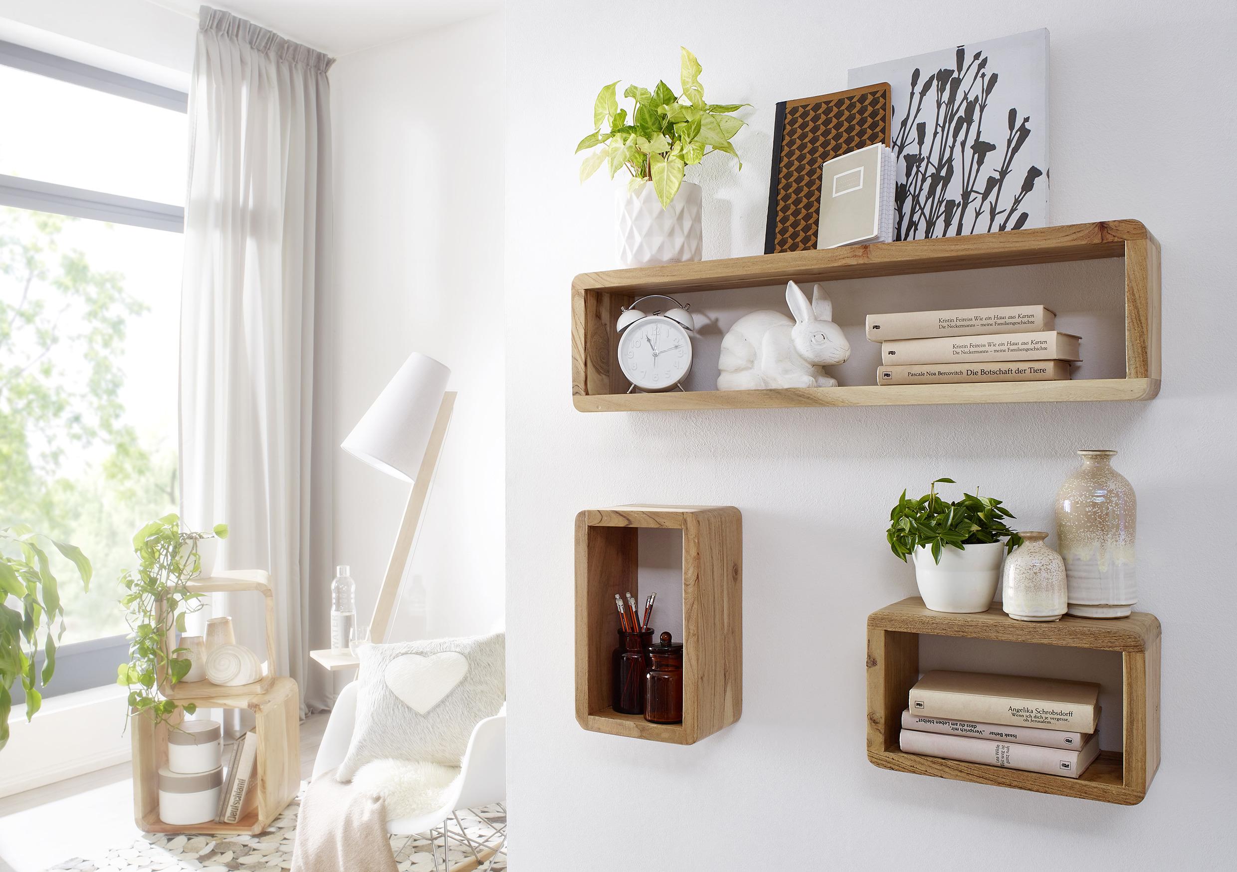 Wandregal 3er-Set Boha 80 cm Akaziefarben - Akaziefarben, KONVENTIONELL, Holz (80/20/15cm) - MID.YOU