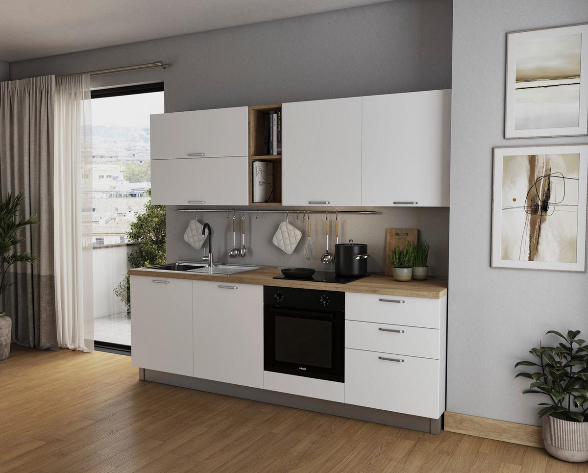 Blok Kuhinja S Aparatima Kira - bijela, Moderno, drvni materijal (240/216/60cm) - Modern Living