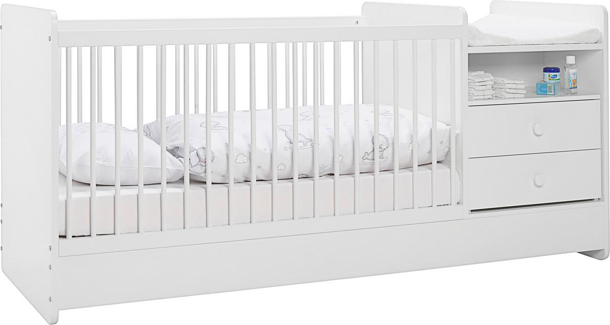 Gitterbett in Weiss ca. 70x140cm - Weiss, Modern, Holzwerkstoff (204,4/95/75cm) - Premium Living