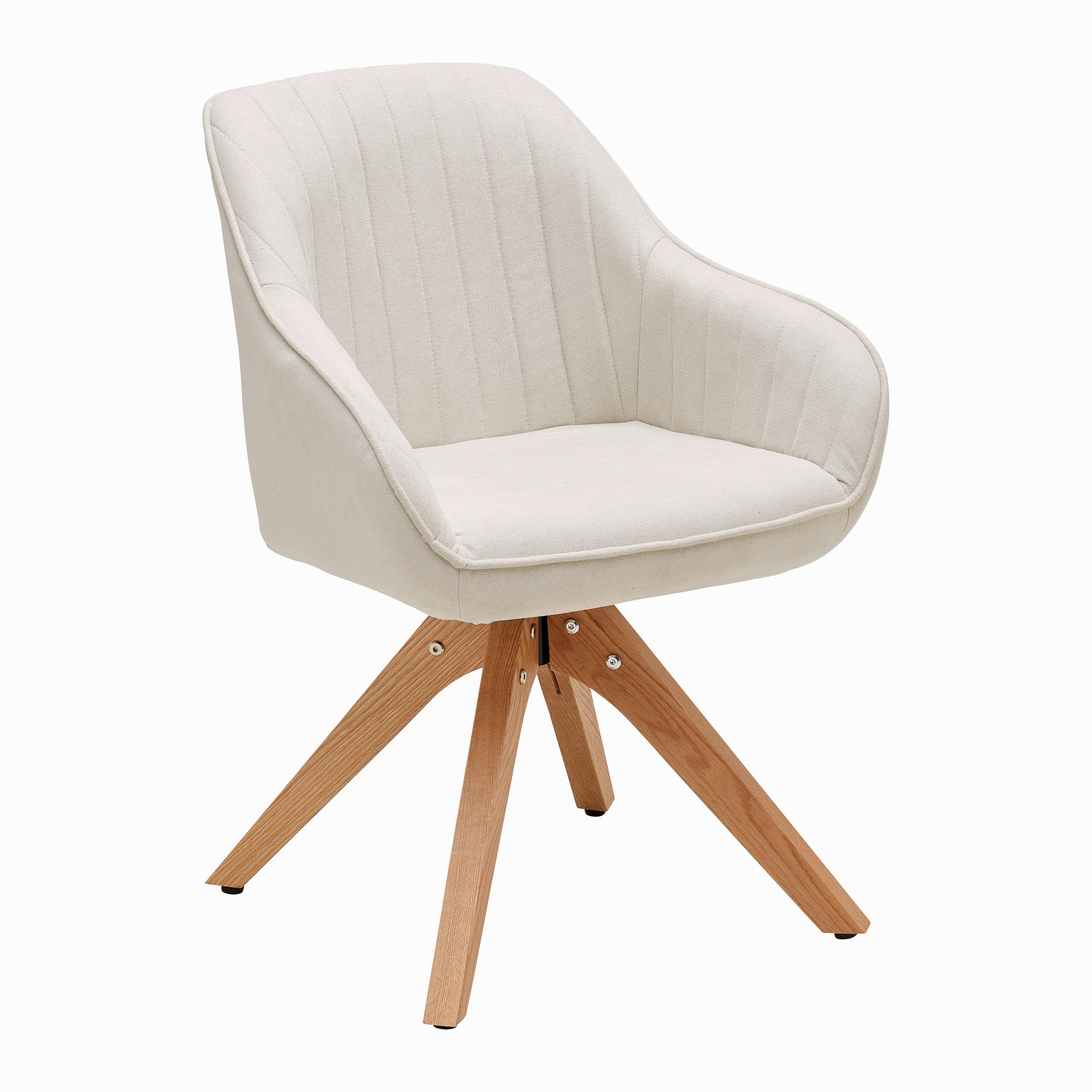 Armlehnstuhl Leonie Creme Webstoff Drehbar Gepolstert - Creme/Naturfarben, MODERN, Holz/Textil (60/84/61cm) - Bessagi Home