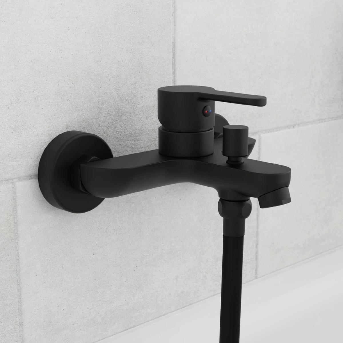 Baterie pentru duș/cadă DENVER - negru, Basics, metal (5,5/15,9/15,7cm) - Schütte