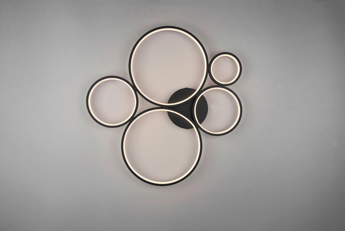 LED-Deckenleuchte Rondo in Schwarz max. 49 Watt - Schwarz, Design, Metall (59/53/5,5cm) - Trio Leuchten