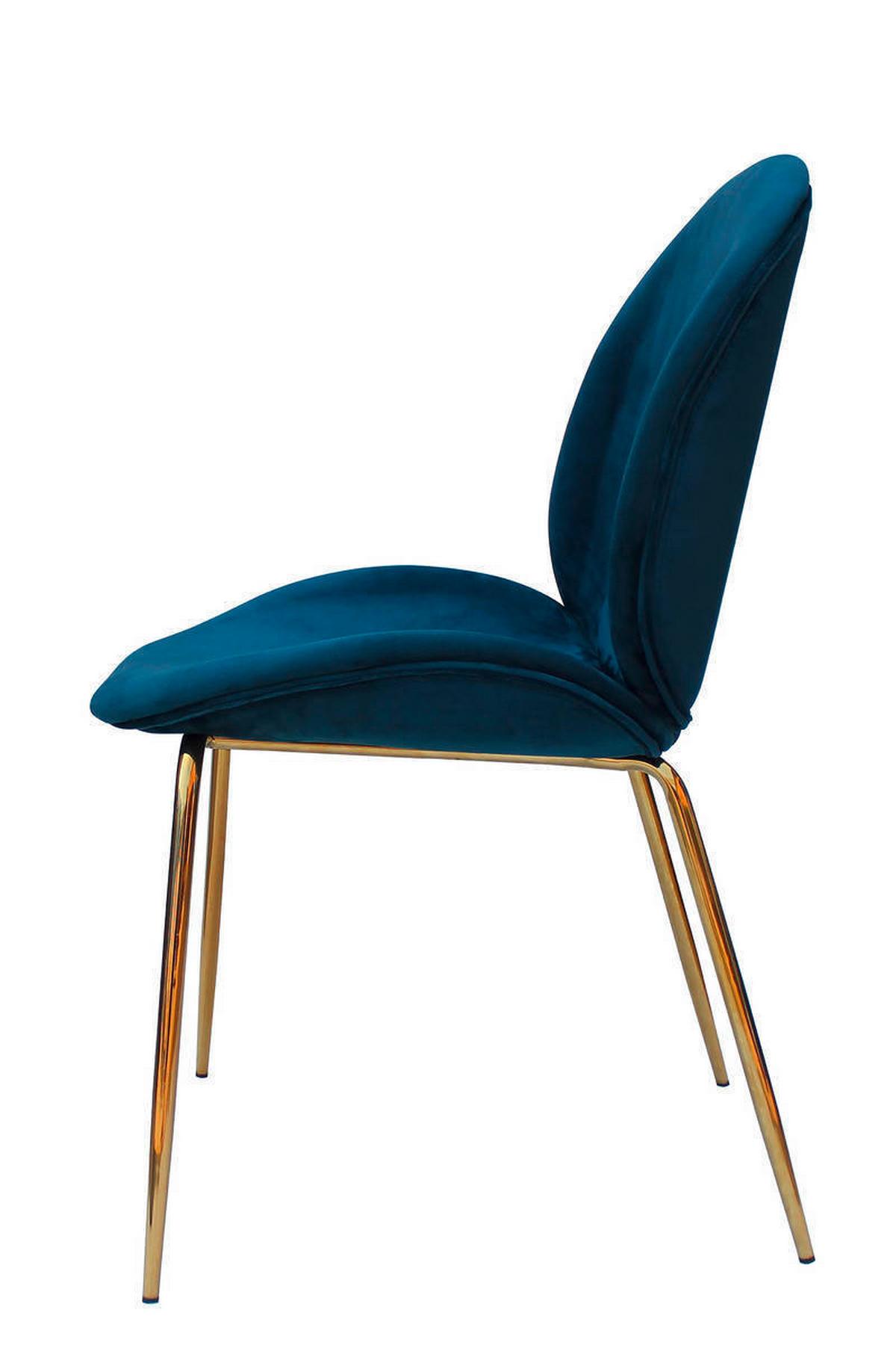 Szék Szett 7zvks - sárgarézszínű/kék, Modern, műanyag/fém (47/90/59cm) - Kayoom