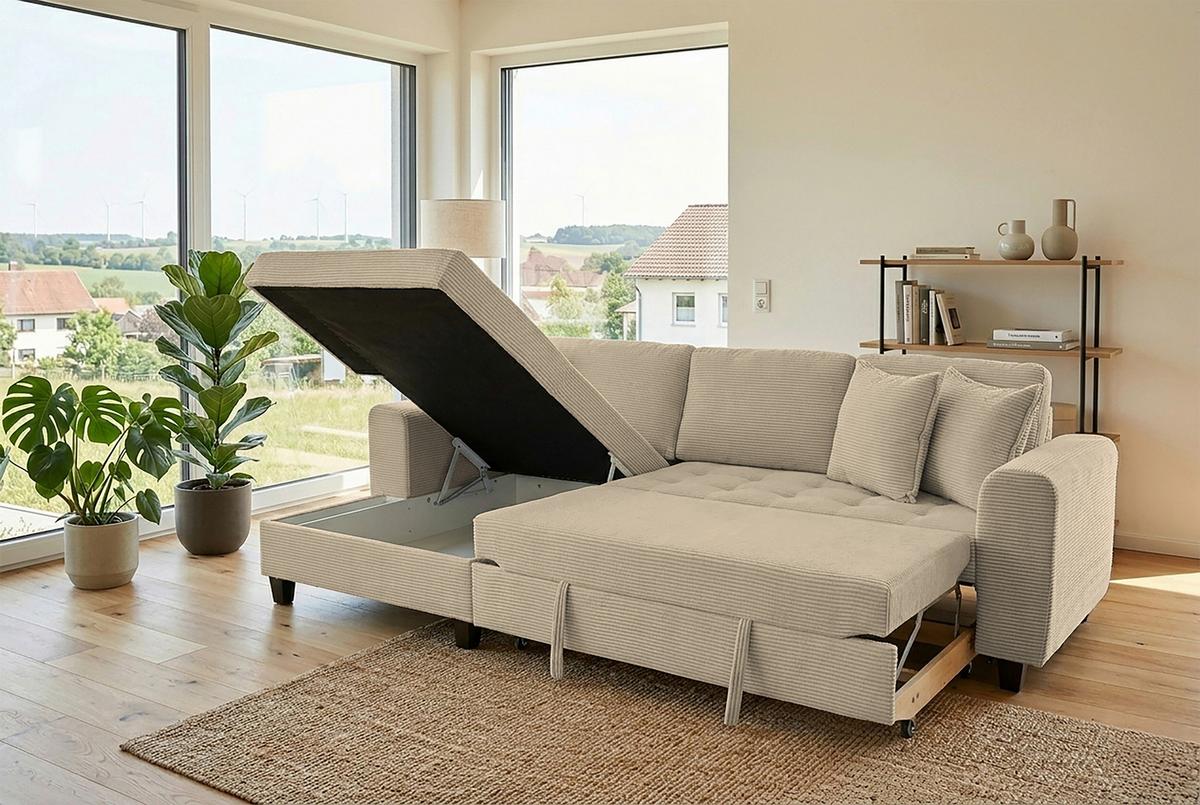 Coltar MORITZ - gri-maro, Trend, textil (155/265cm) - Modern Living