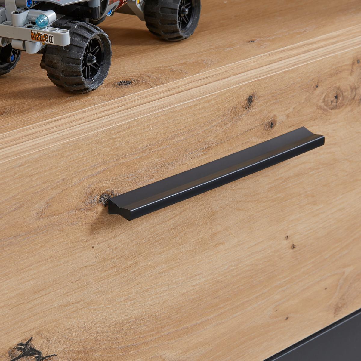 Etajeră RACER-LIGHT - culoare lemn stejar/negru, Konventionell, plastic/material pe bază de lemn (60,2/189,1/34,8cm)