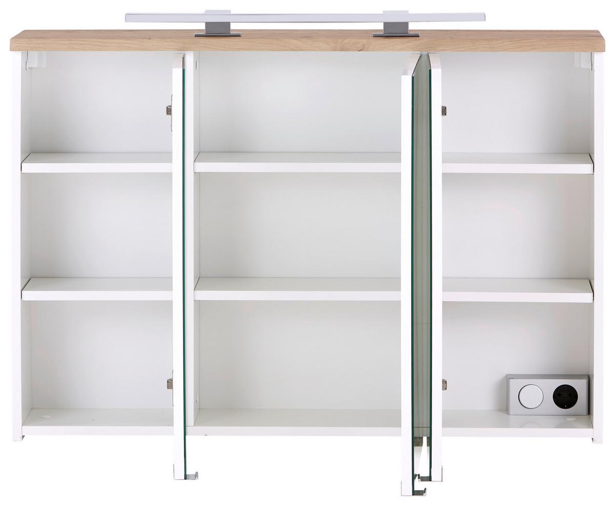 Dulap cu oglindă Marbella - alb, Modern, sticlă/material pe bază de lemn (100/70/20cm)