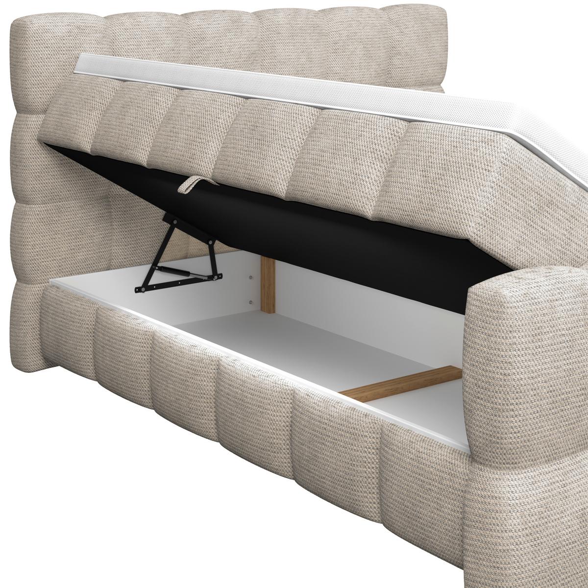 Postelja Boxspring Brisbane, Bež, 160x220 - bež, Trend, kovina/umetna masa (160/220cm) - Premium Living