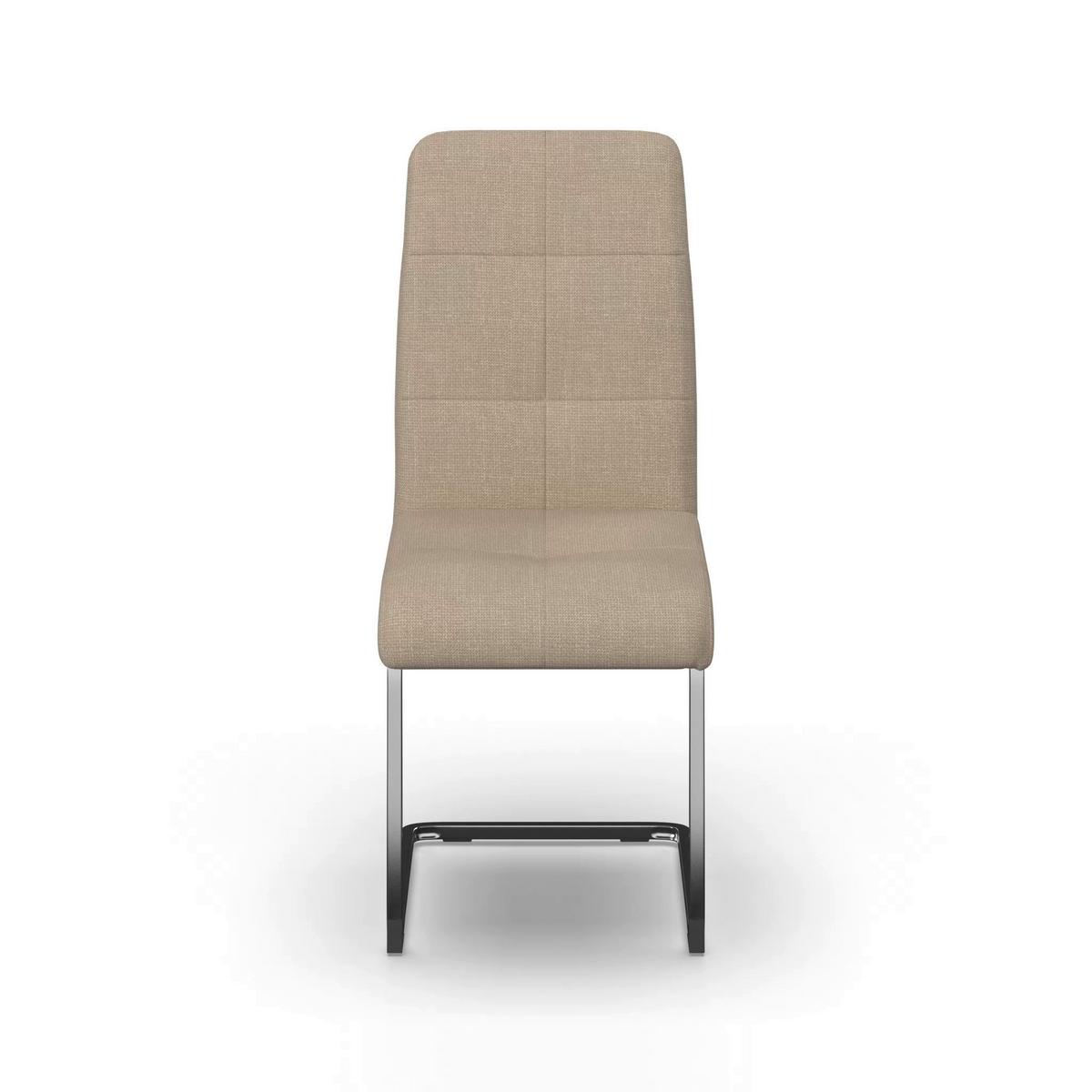 Schwingstuhl Lucie Creme Leinenoptik Gepolstert - Creme/Nickelfarben, MODERN, Textil/Metall (43/99/60cm) - Bessagi Home