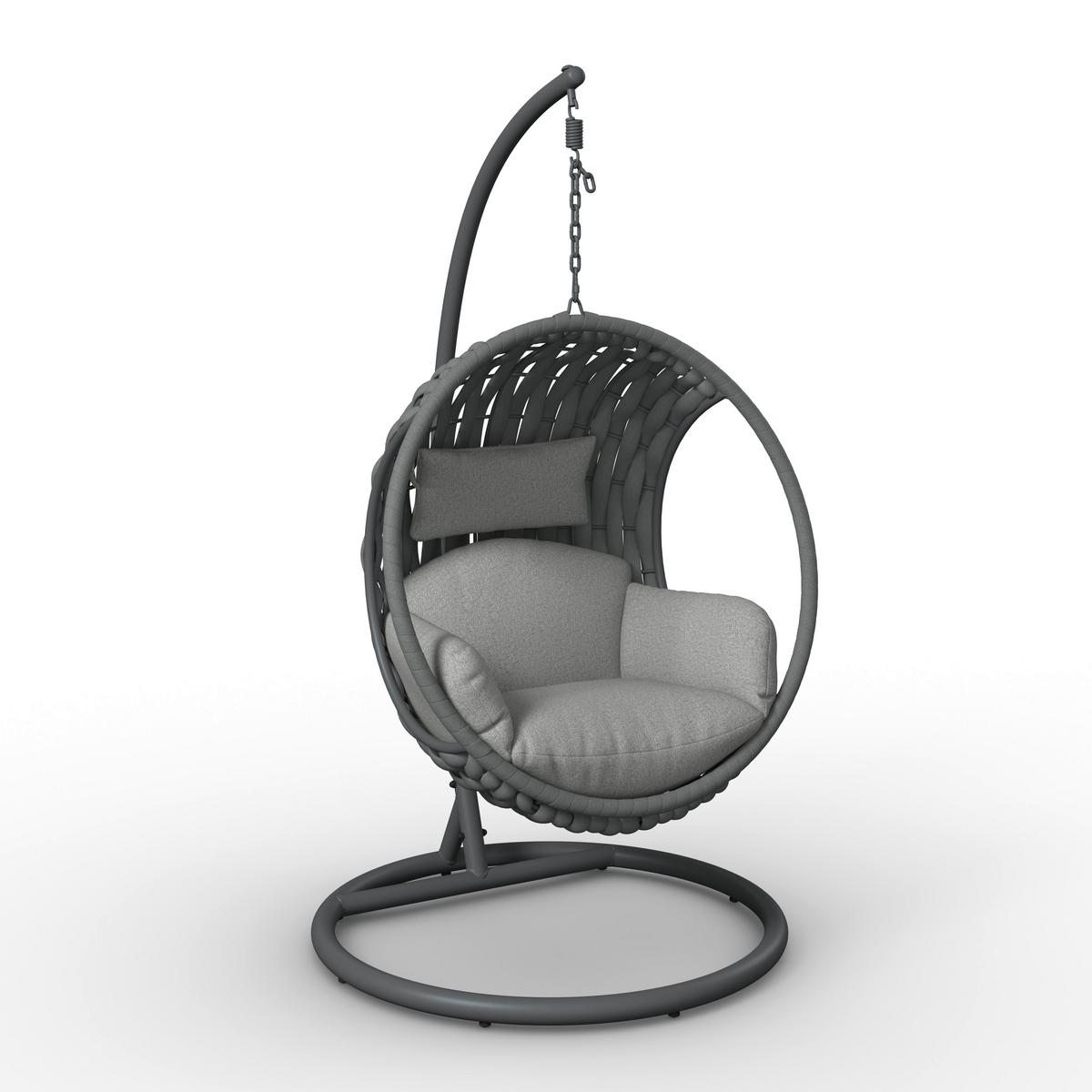 Hängesessel Mira Hellgrau Outdoorstoff/Metall/Kunststoff - Hellgrau, MODERN, Kunststoff/Textil (107/196/120cm) - Bessagi Garden