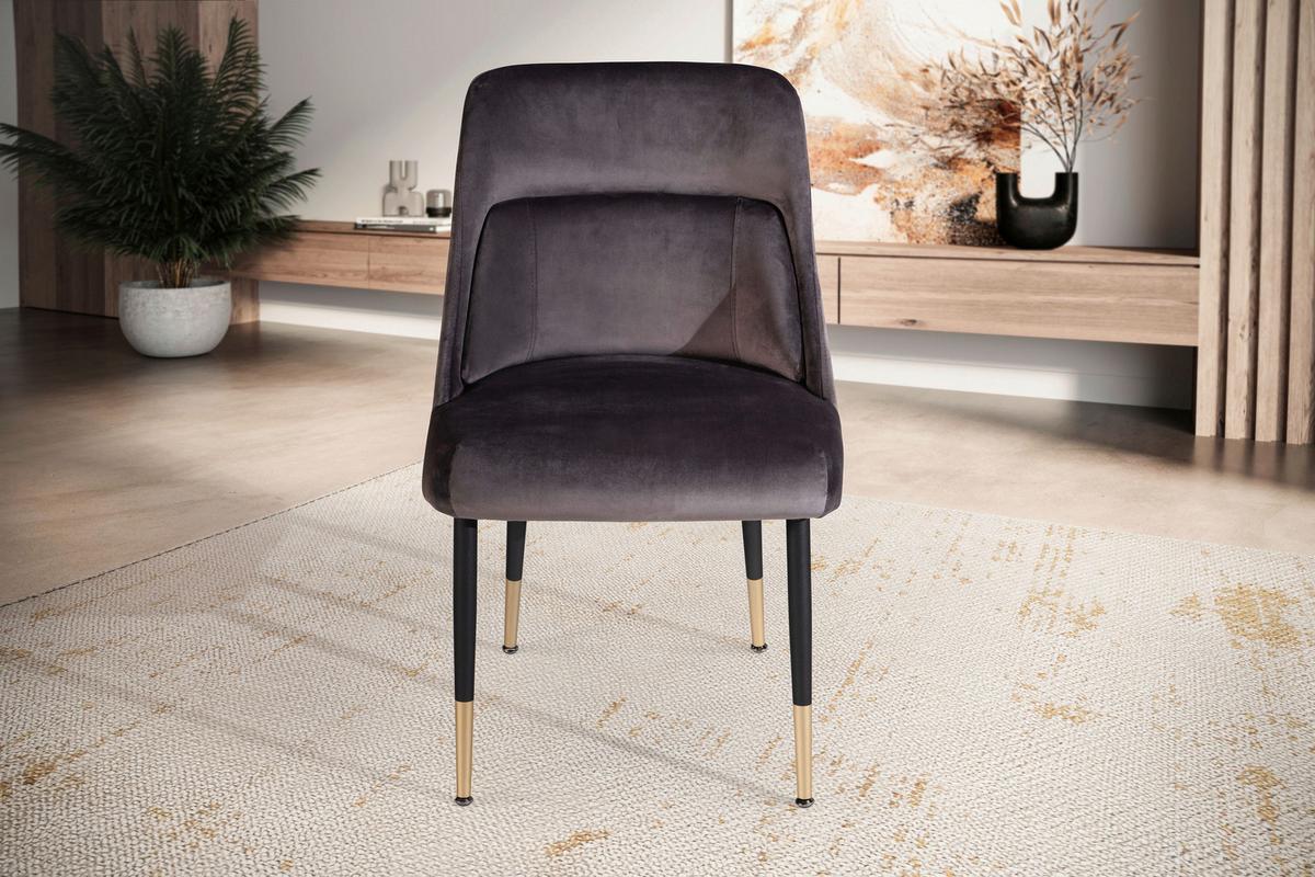 STUHL WL6.996 - Goldfarben/Schwarz, Design, Textil/Metall (49/85/56cm) - Livetastic