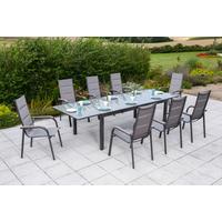 GARTENSET TRIVERO - Graphitfarben/Braun, MODERN, Textil/Metall - Gardenson