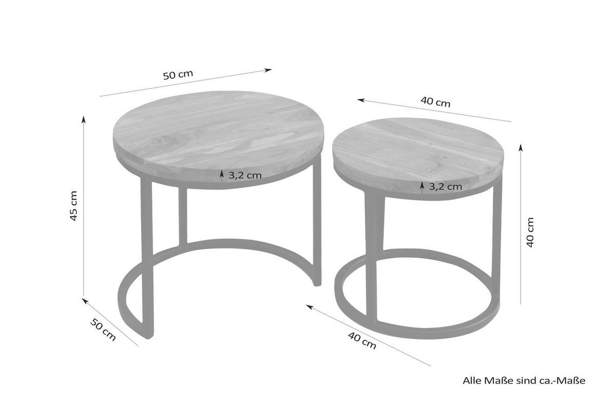 Satztisch Selma in Schwarz/Akazienfarben - Schwarz/Akaziefarben, MODERN, Holz/Metall - MID.YOU