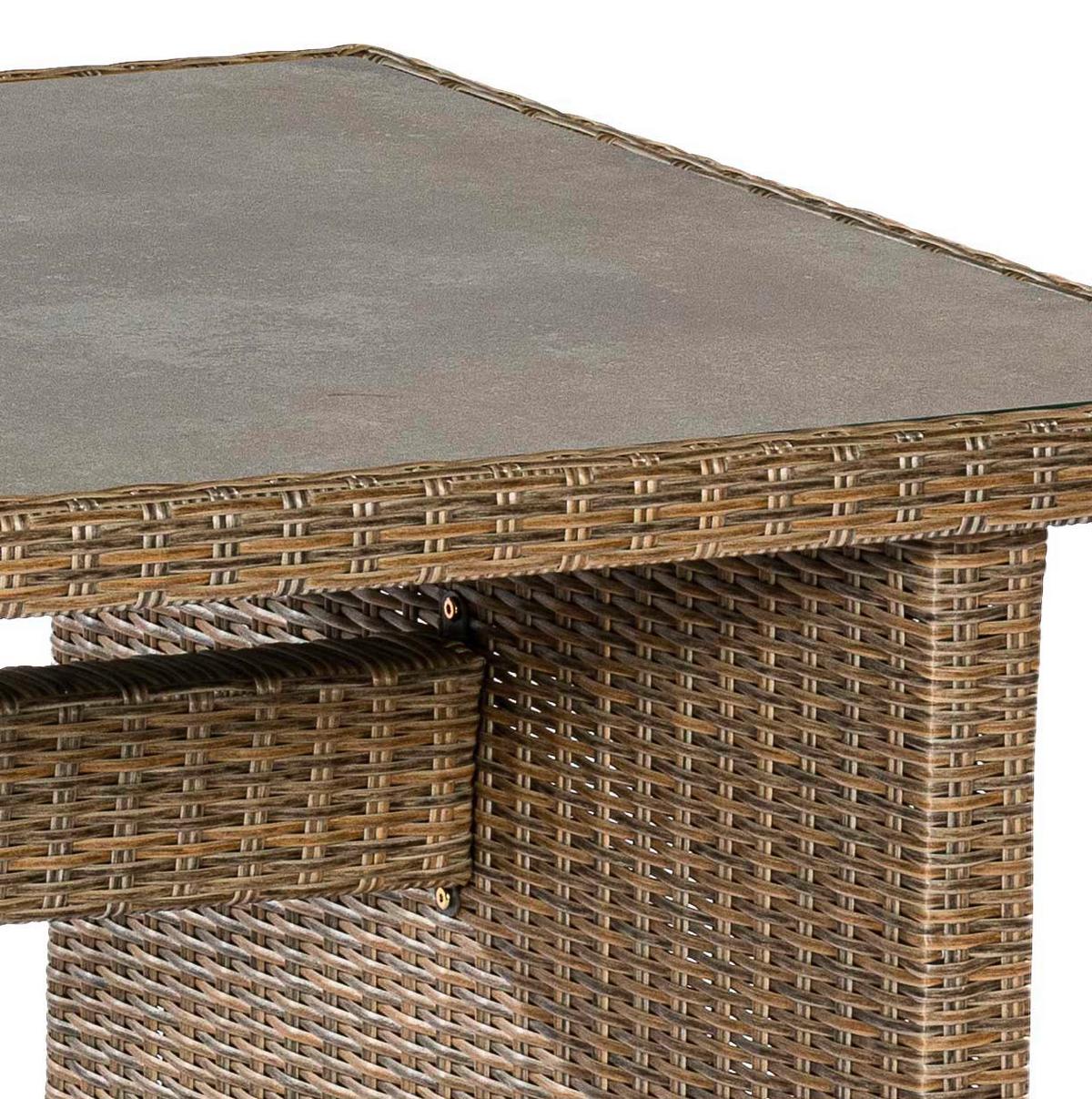 Gartentisch Metall/Kunststoff/ Glas L: 200 cm - Schieferfarben/Beige, KONVENTIONELL, Glas/Kunststoff (200/100/74cm) - Gardenson