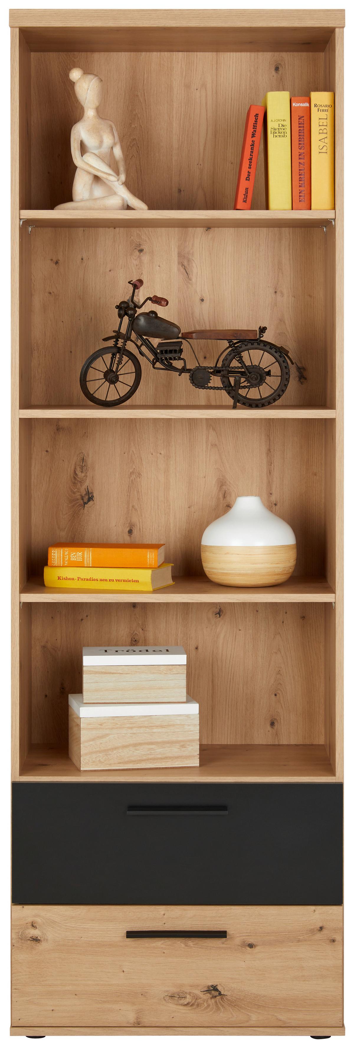 Regal Racer-light, Barva Hrasta, Črna - črna/barve hrasta, Konvencionalno, umetna masa/leseni material (60,2/189,1/34,8cm) - Mömax