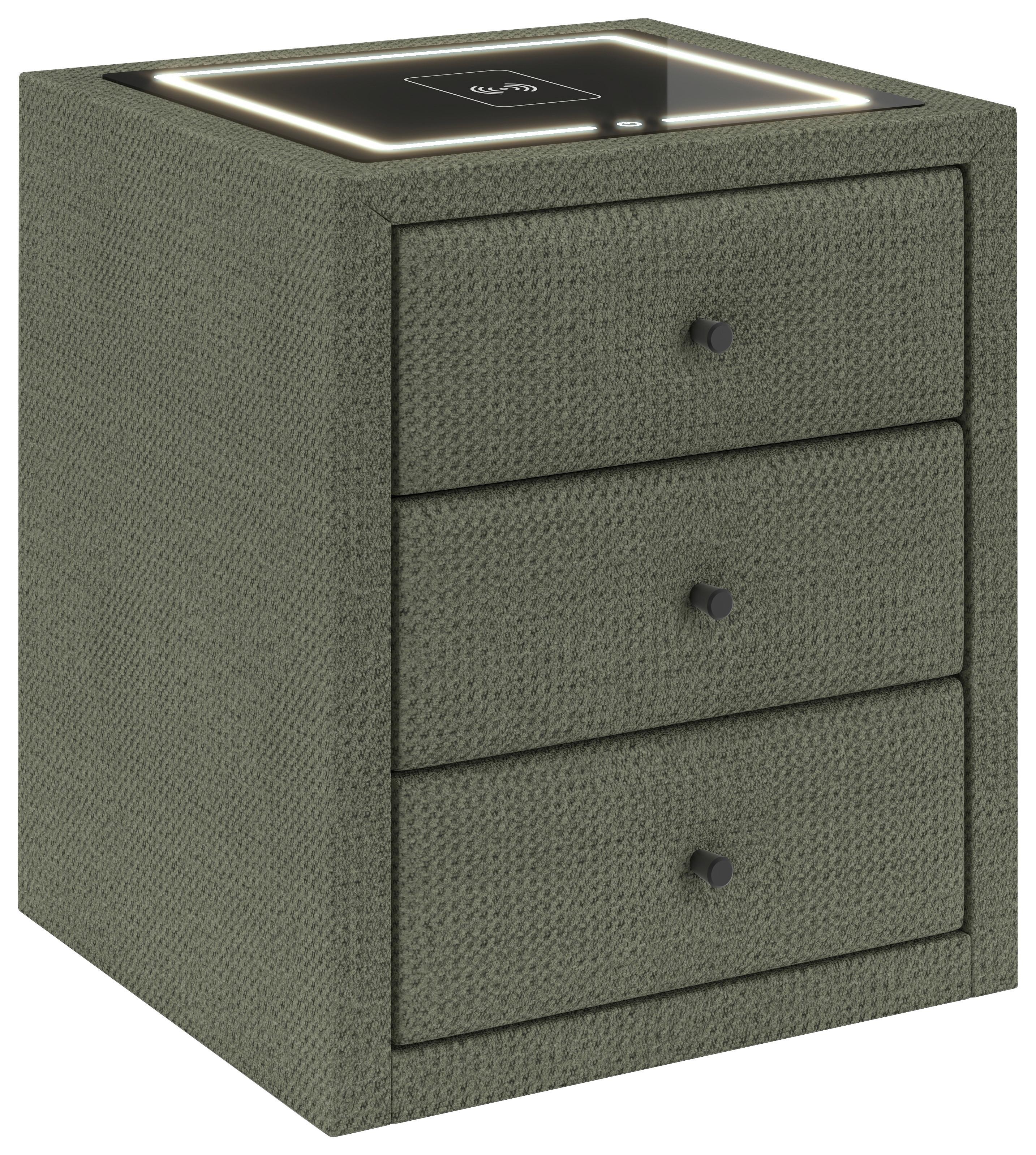 Noćni Ormarić Brisbane Ii - zelena/crna, Trend, staklo/drvni materijal (49,5/56,5/46cm) - Premium Living