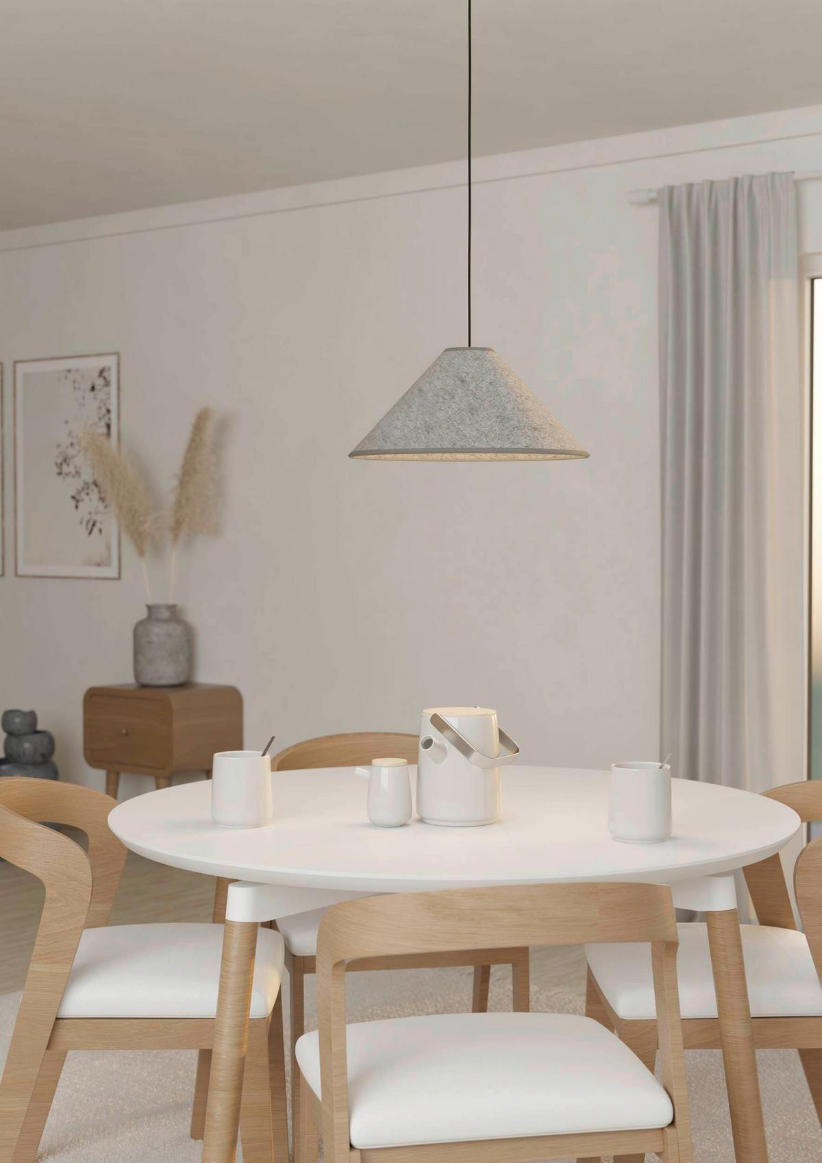 Hängeleuchte 43984* Alsager - Grau, Natur, Textil/Metall (41/110cm)
