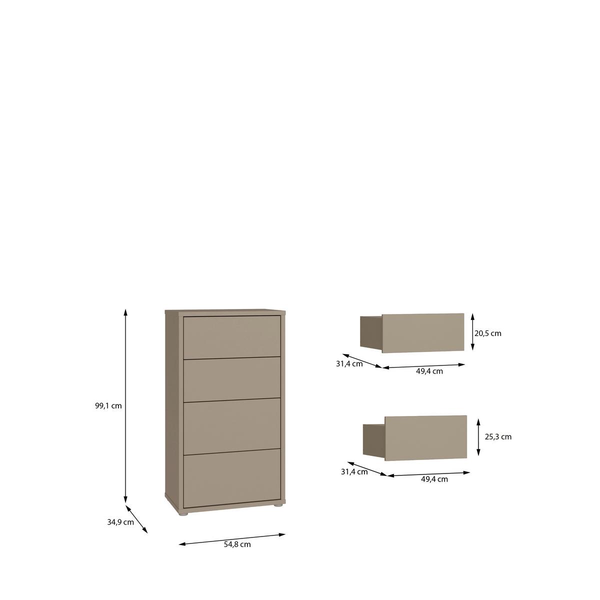 Komoda Alice, Rjavosiva - srebrne barve/rjavosiva, Trend, umetna masa/leseni material (55/99/35cm) - Carryhome