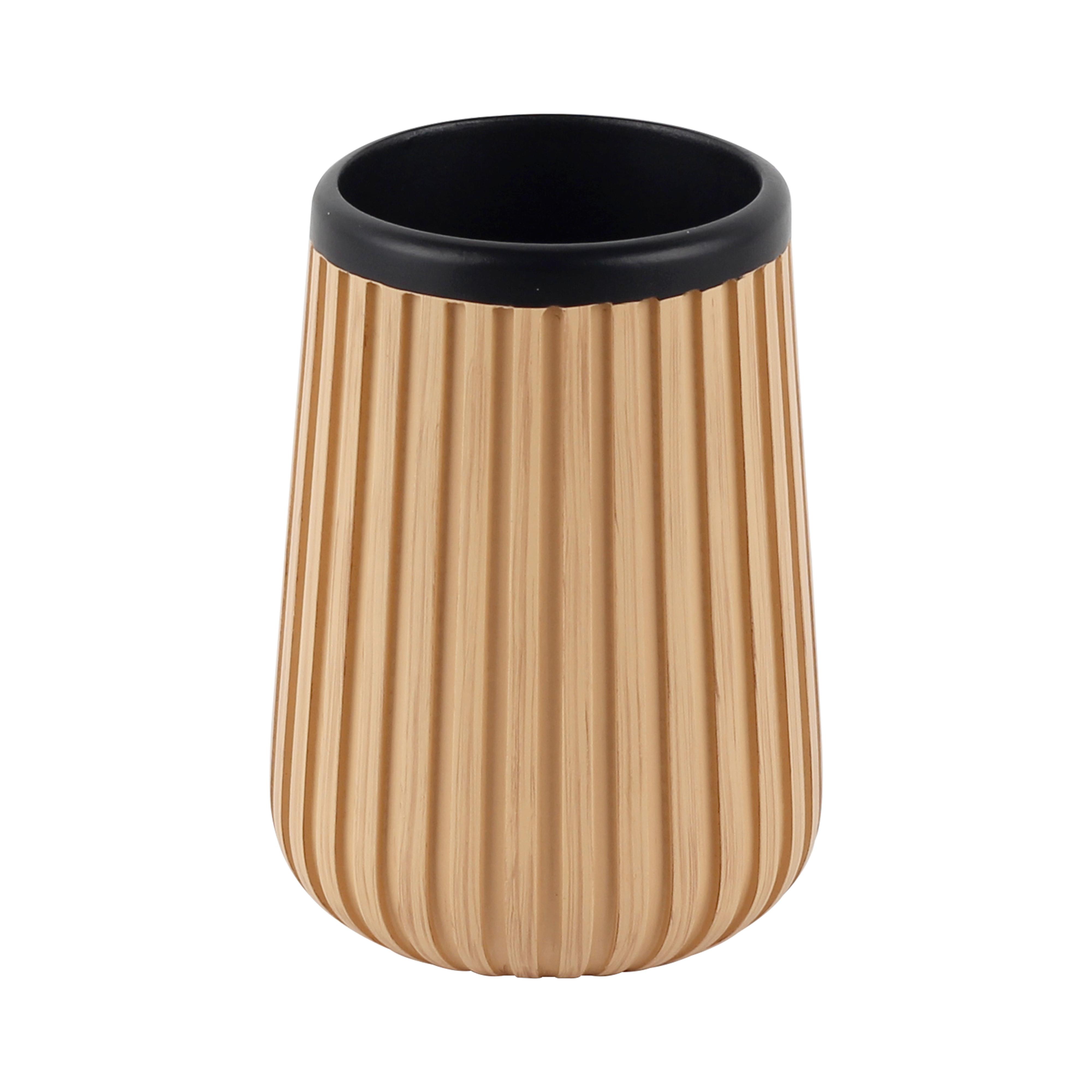 Pahar pentru periuțe de dinți Loft - nisipiu/negru, Modern, plastic (7,5/10,5cm) - Mömax