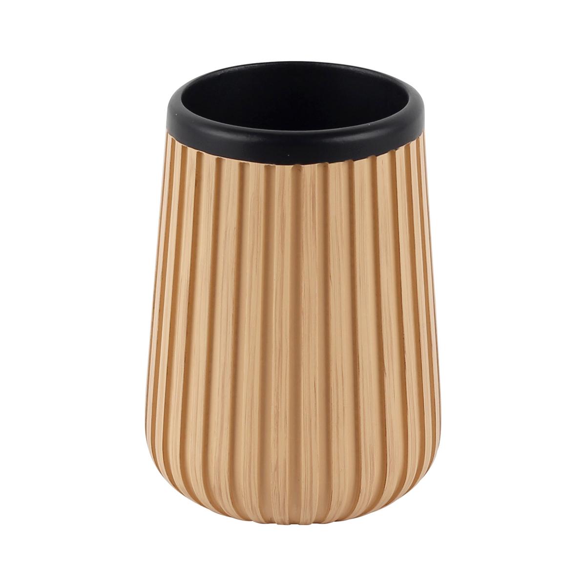 Zahnputzbecher Loft Schwarz/Sandfarben - Sandfarben/Schwarz, Modern, Kunststoff (7,5/10,5cm) - Mömax