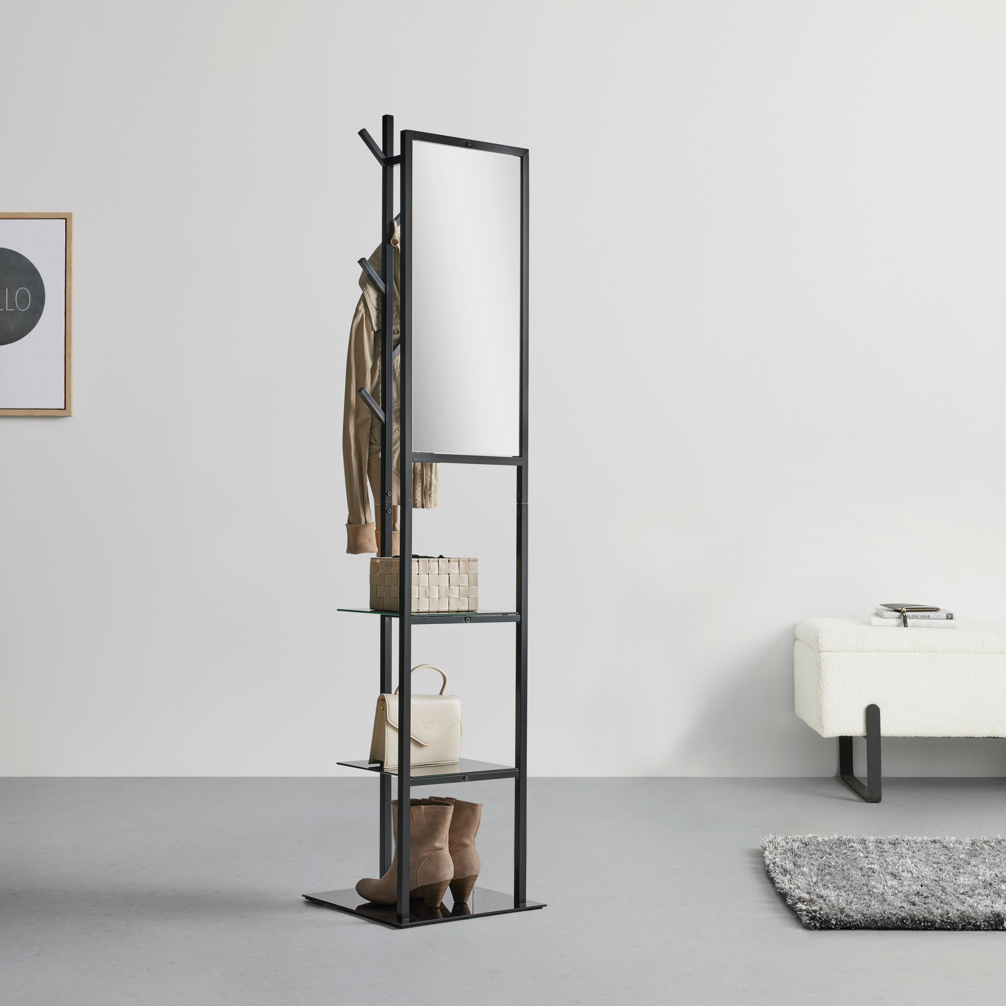 Garderobenständer Imola Schwarz - Schwarz, Modern, Glas/Metall (40/182/40cm) - Mömax