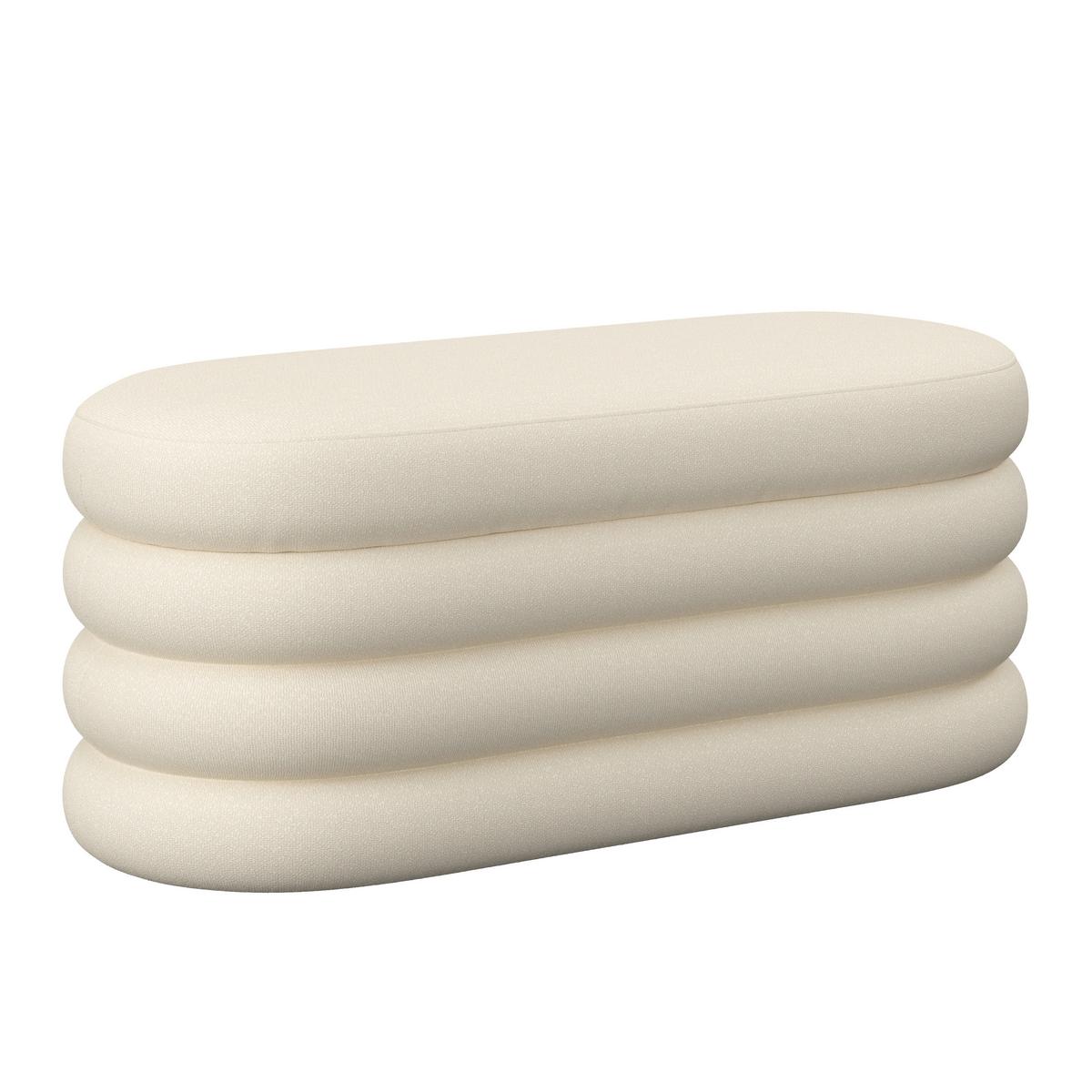 Hockerbank Lorena Beige Boucle Gepolstert mit Stauraum - Beige, MODERN, Holz/Textil (110/47/45cm) - Bessagi Home