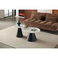 Stolić Preston - bijela visoki sjaj/crna, Moderno, kamen/metal (70/50/70/50/40/46cm) - Modern Living