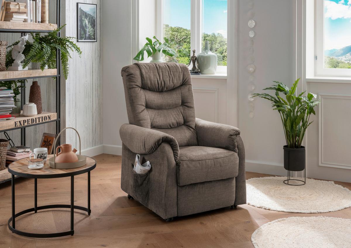 Fernsehsessel Nino Braun Velours - Schwarz/Braun, Design, Kunststoff/Textil (76/106/94cm) - Livetastic