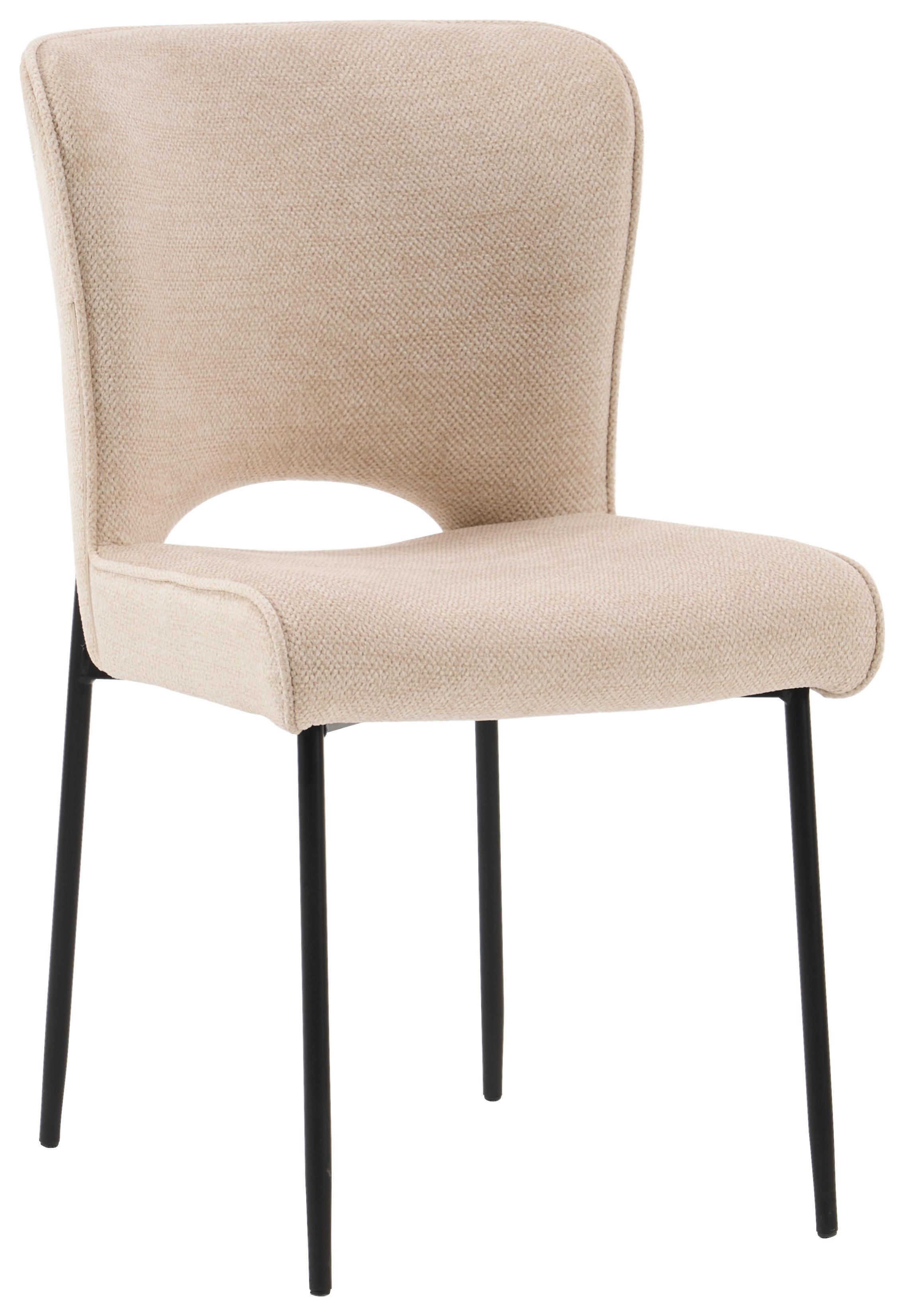 Stuhl Johanna Beige - Beige/Schwarz, MODERN, Textil/Metall (49/84/60cm) - Mömax