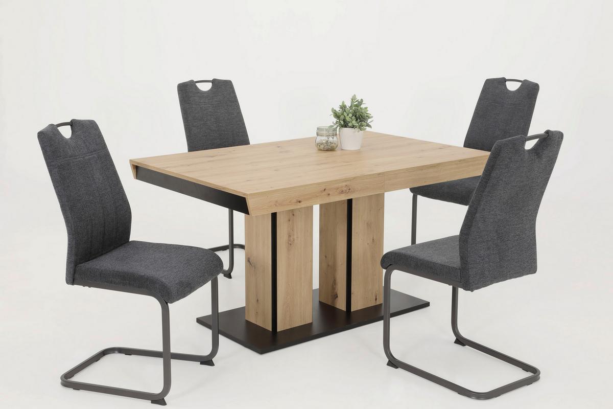 TISCHGRUPPE BRITTA I G - Anthrazit/Eiche Artisan, MODERN, Holzwerkstoff/Textil (140-220/76/90cm) - MID.YOU