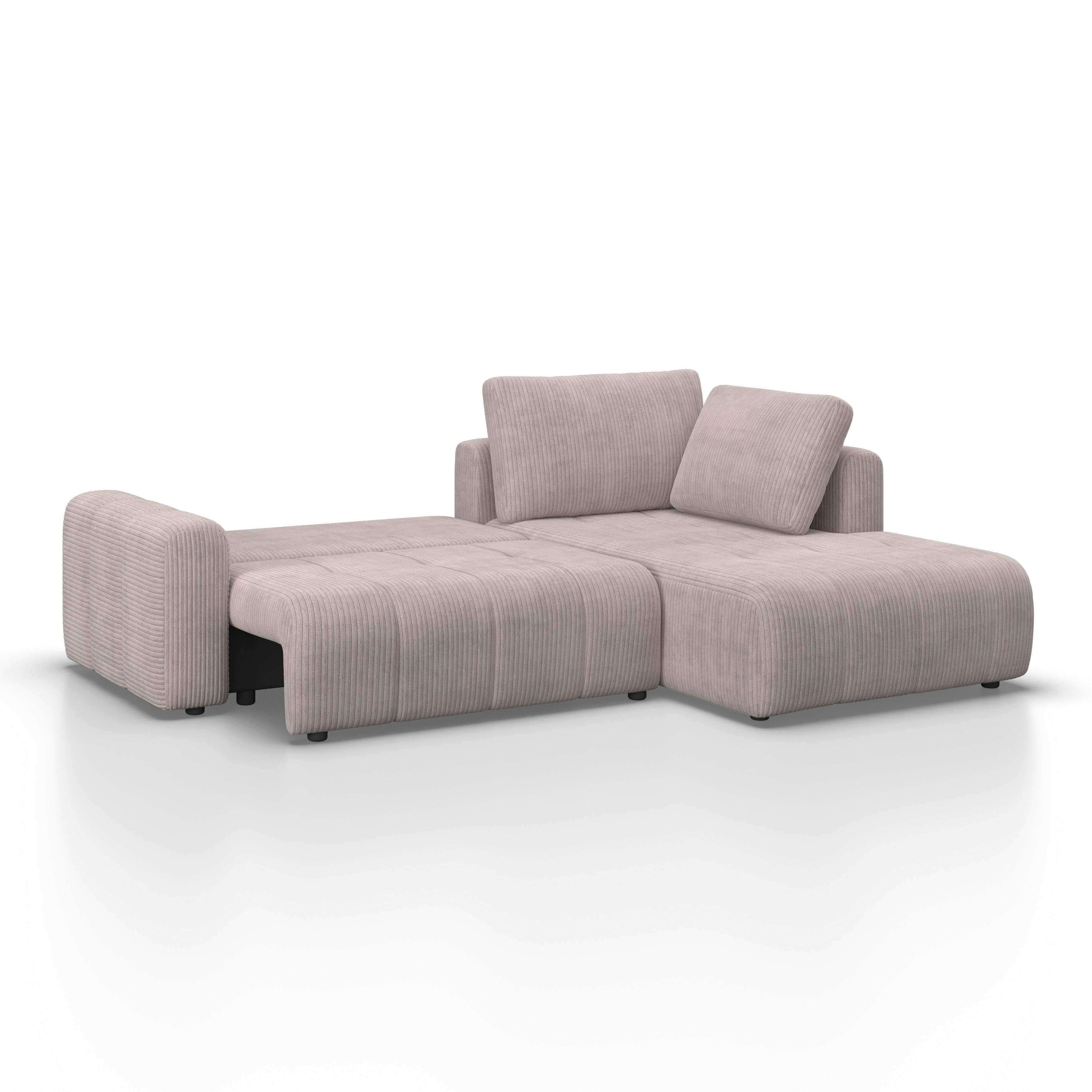 HÖRNSOFFA GIA - ljusgrå/svart, Modern, trä/textil (261/197cm) - Bessagi Home