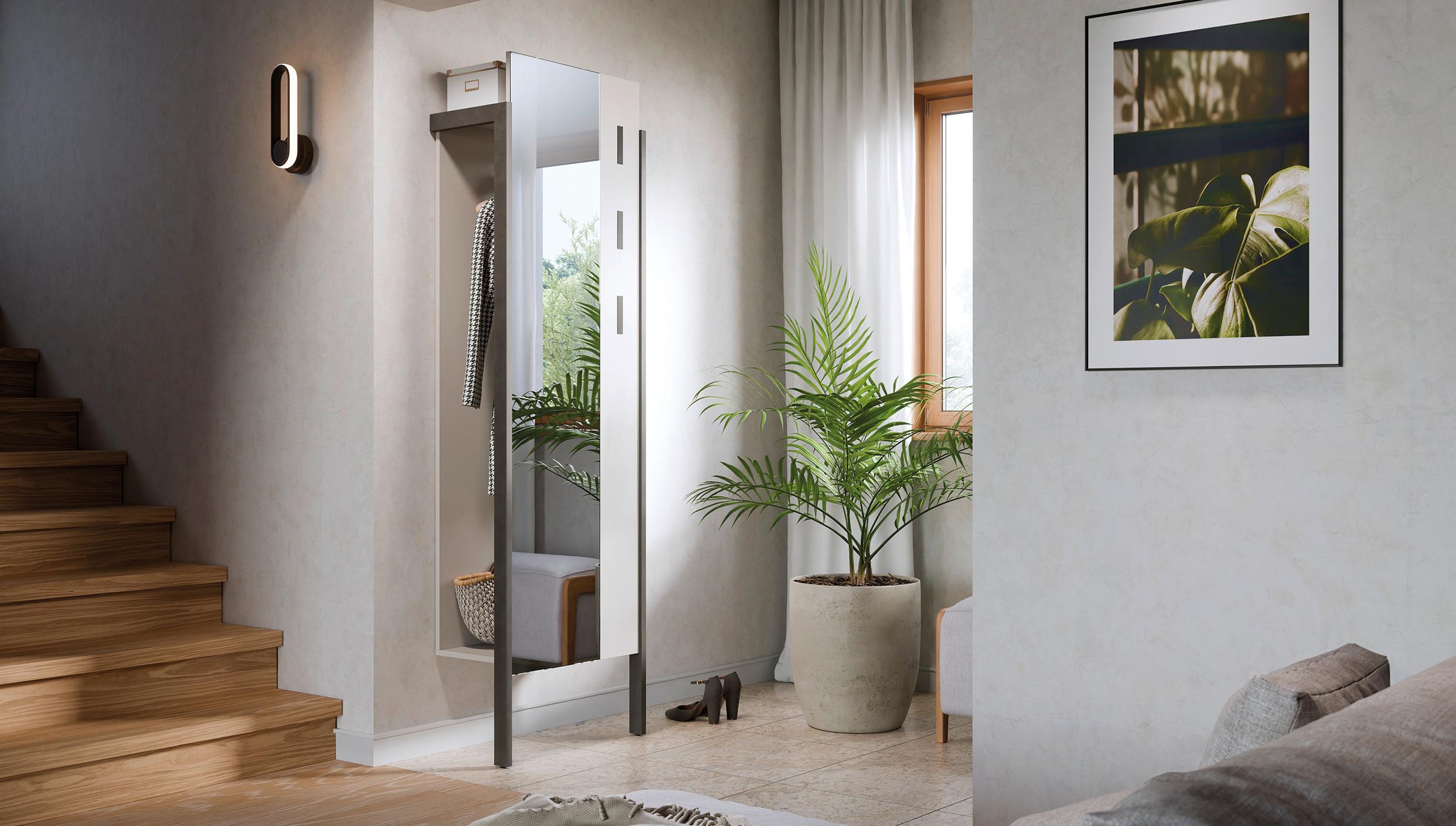Panou cuier SARINA - argintiu/alb, Trend, material pe bază de lemn (59,4/200/31,5cm) - Modern Living