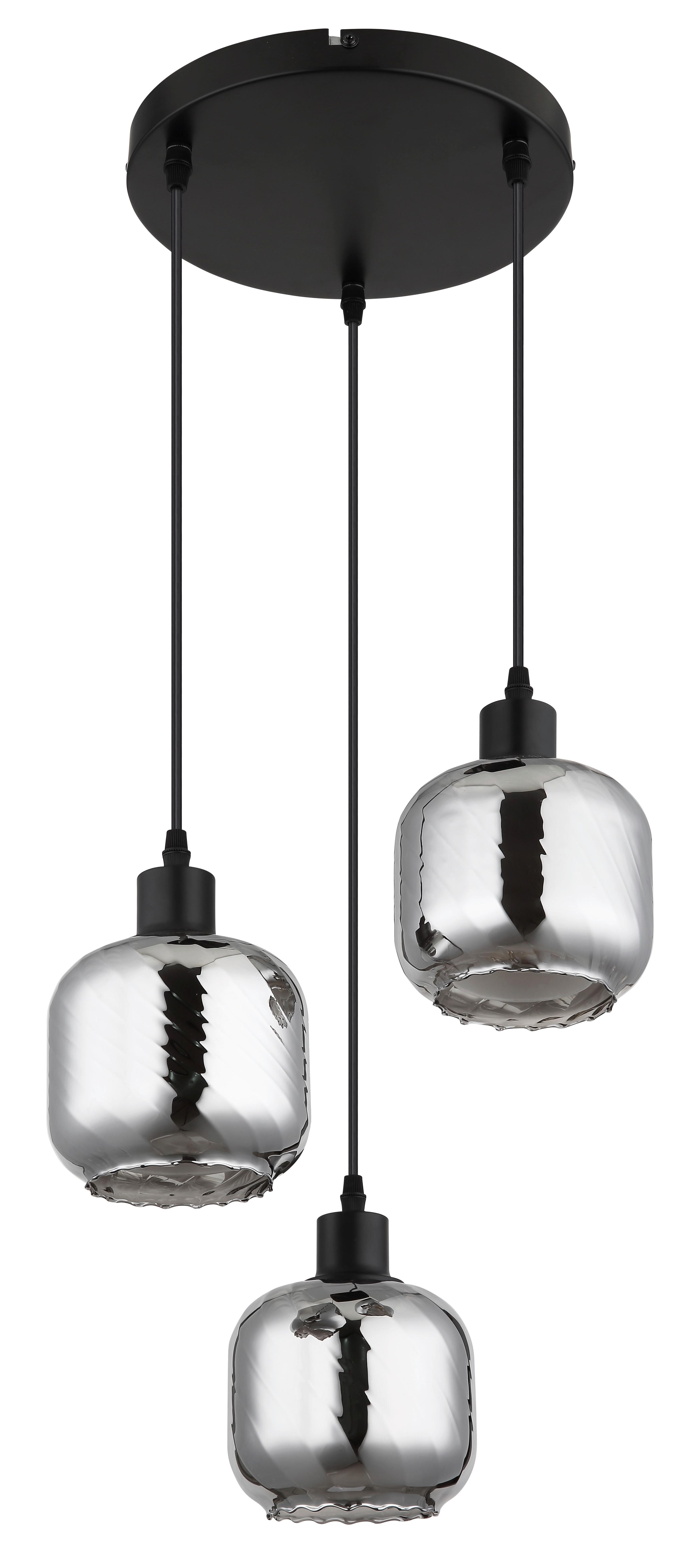 HÄNGELEUCHTE 15754-3H  XIA - Opal/Schwarz, Design, Glas/Kunststoff (35/120cm) - Globo