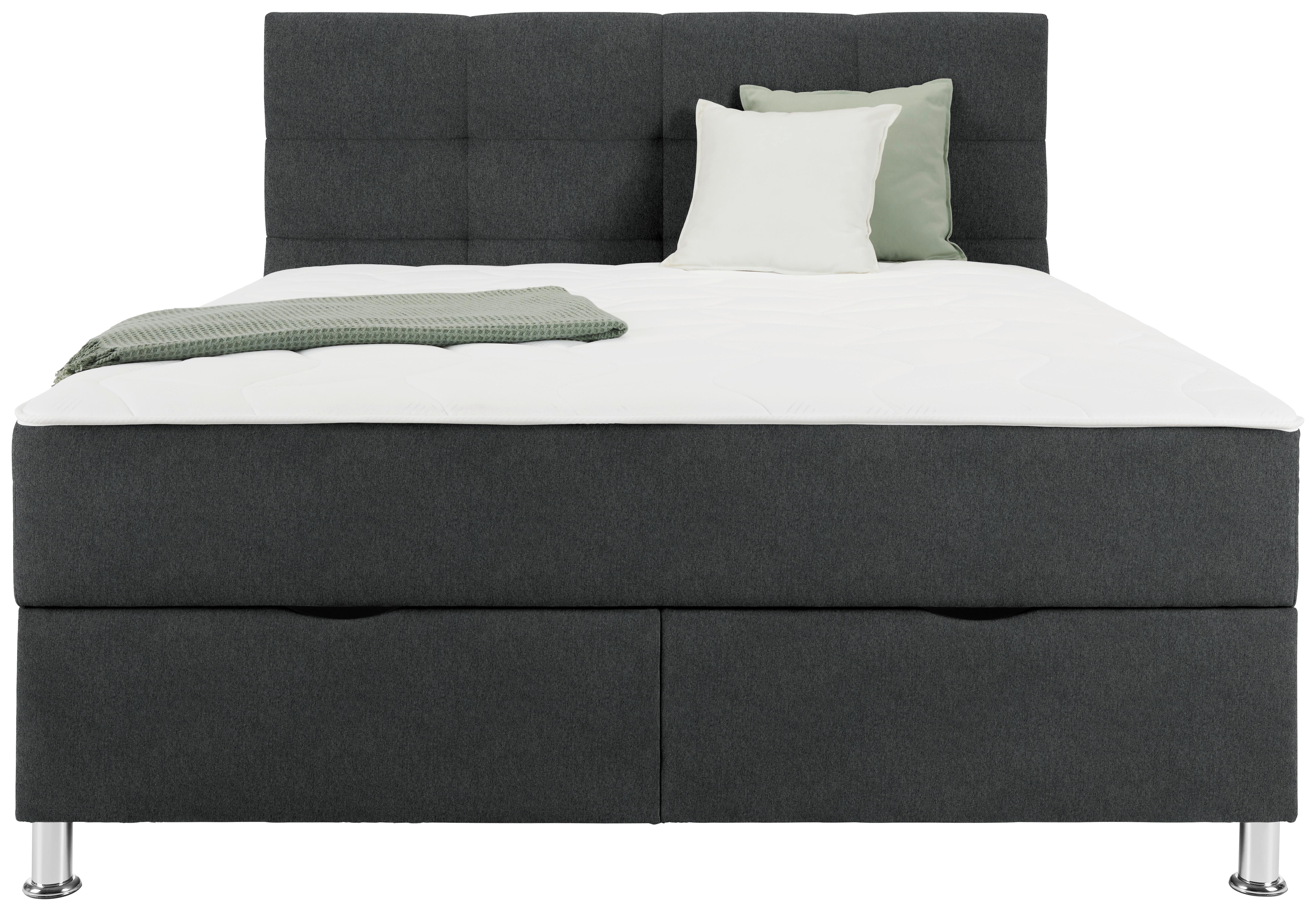 Boxbett Oviedo 160 in Anthrazit ca. 160x200cm - Anthrazit, KONVENTIONELL, Textil/Metall (160/200cm) - Mömax