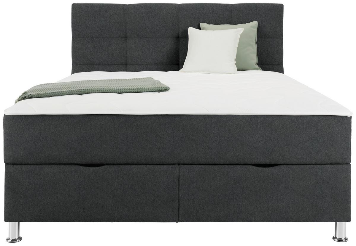 Boxbett Oviedo 180 in Anthrazit ca. 180x200cm - Anthrazit, KONVENTIONELL, Textil/Metall (180/200cm) - Mömax