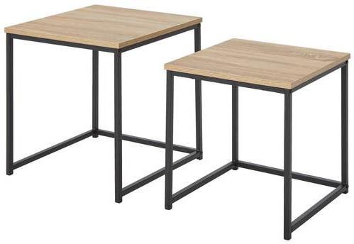 STOLIK KAWOWY LIKASI - kolor naturalny/czarny, Modern, materiał drewnopochodny/metal (45/45/55cm) - PBJ