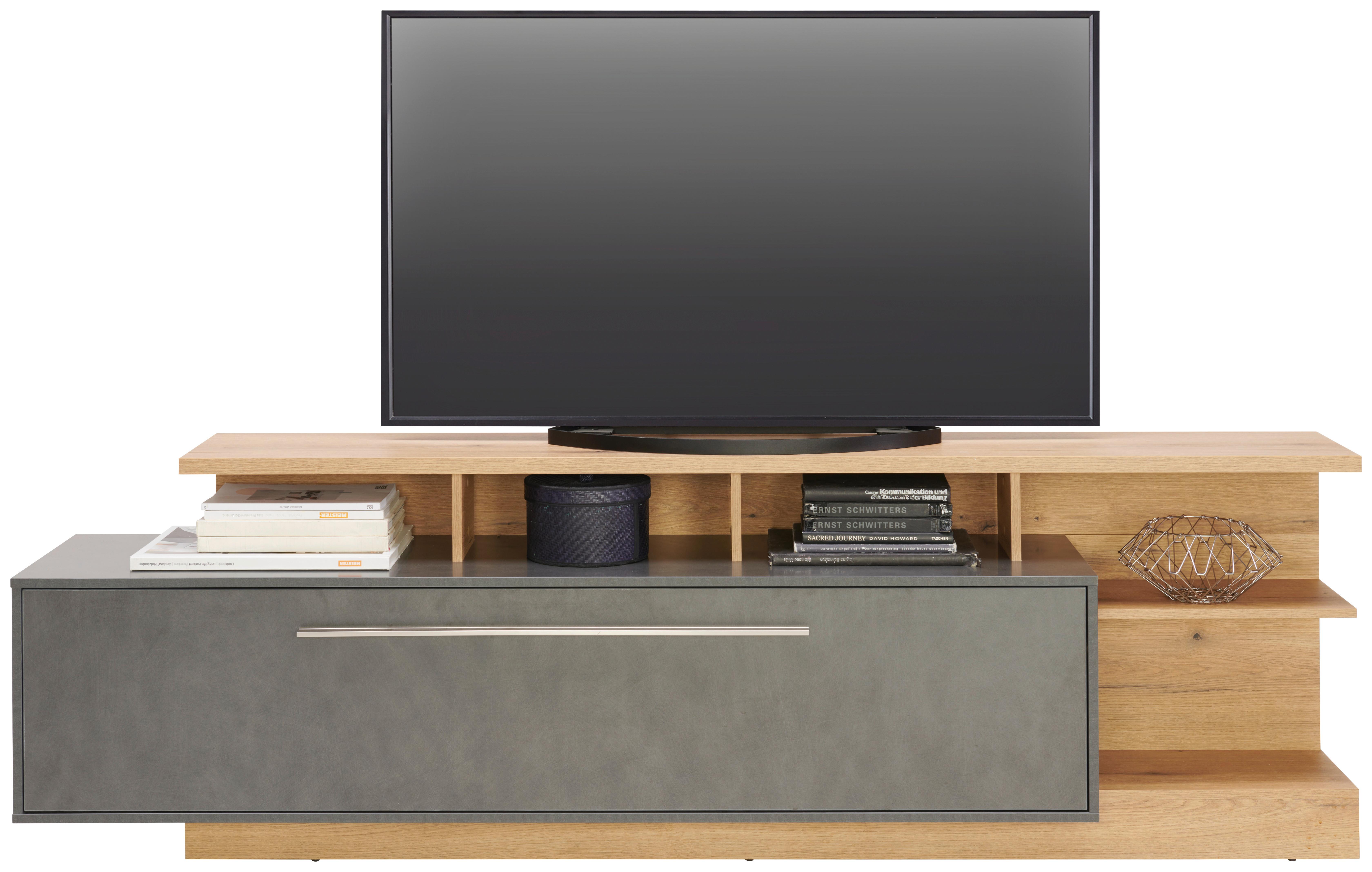 Tv-element Limit, Barva Hrasta, Temno Siva - Moderno, umetna masa/leseni material (220/68,5/40cm) - Mömax