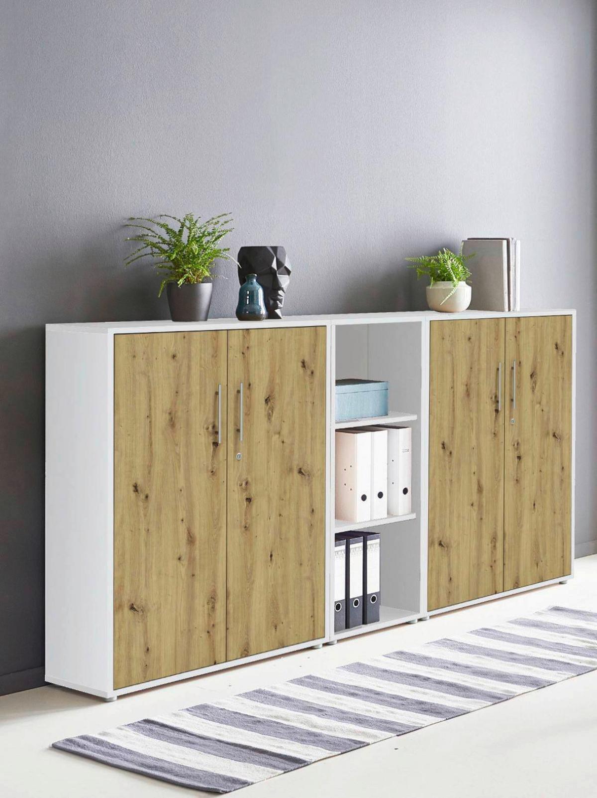 AKTENSCHRANK OFFICE EDITION - SW SET 8 - Eiche Artisan/Weiß, MODERN, Holzwerkstoff (212,9/113,6/33cm) - MID.YOU