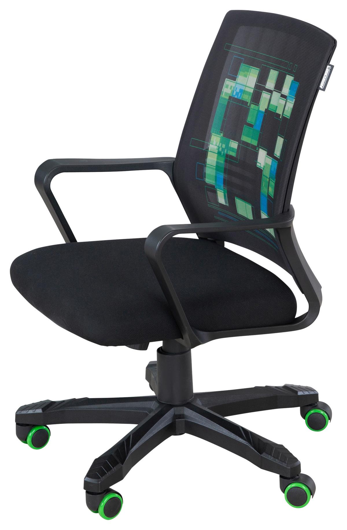 Pisarniški Stol Minecraft, Črna - črna, Moderno, umetna masa/tekstil (63/92-111,5/60cm) - Minecraft