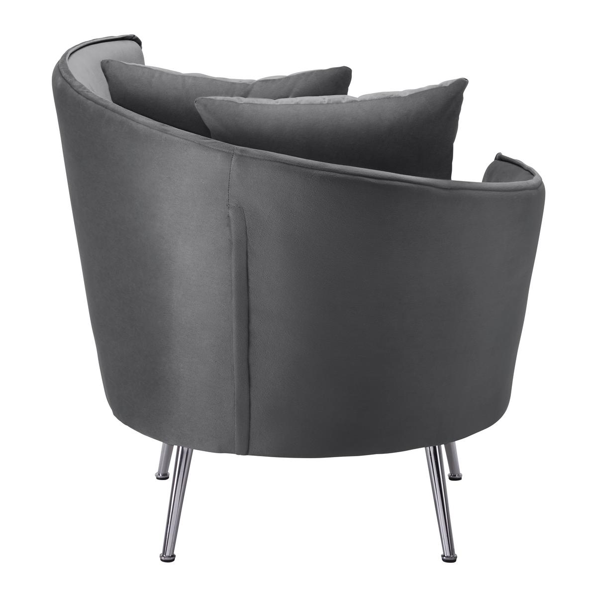 Relaxsessel Cherie Dunkelgrau Samt - Chromfarben/Dunkelgrau, MODERN, Textil/Metall (87/83/85cm) - Bessagi Home