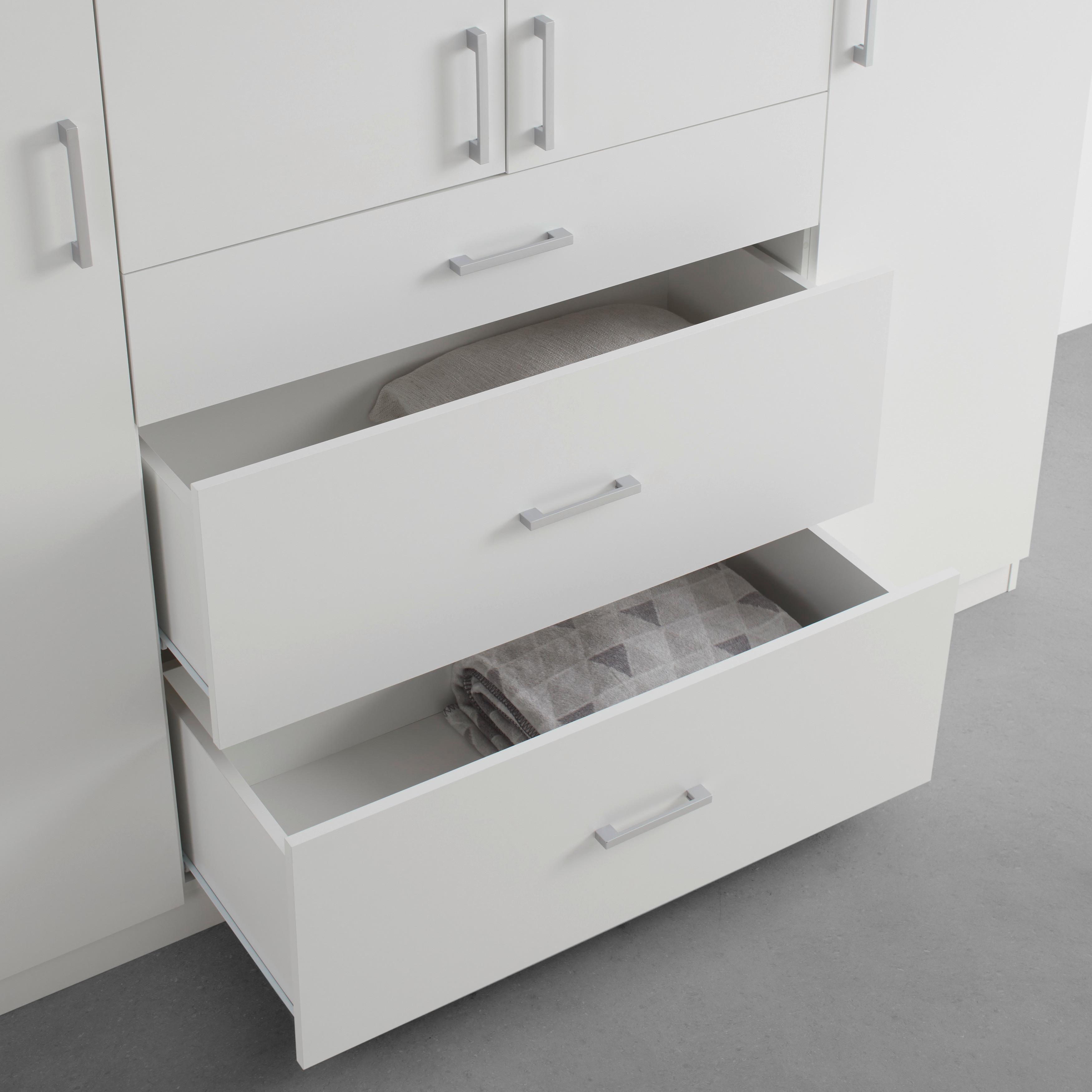 GARDEROB MED GÅNGJÄRNSDÖRRAR LASSE 4T -EXKLUSIV- - vit/grå, Klassisk, trämaterial/plast (180/196,5/55cm) - Mömax