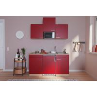 Miniküche Economy m. Geräten B: ca. 150cm Rot/Eichefarben - Rot, Basics, Holzwerkstoff (150cm) - Respekta