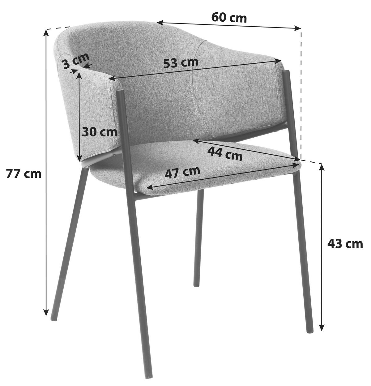 KRZESŁO Z PODŁOKIETNIKAMI CHRIS - czarny, Modern, metal/drewno (53/77/60cm) - MID.YOU