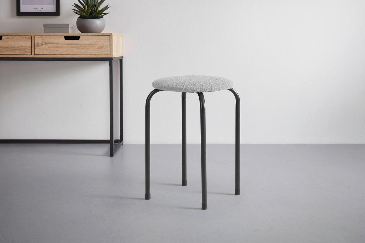 Stapelhocker Isabelle in Grau - Schwarz/Grau, LIFESTYLE, Textil/Metall (30/45/30cm) - Mömax