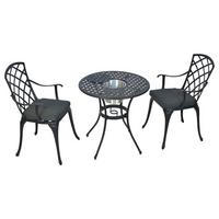 Set Za Balkon Rhodos, Barva Grafita, 3-Delni - siva/barve grafita, Moderno, kovina/tekstil - Gardenson