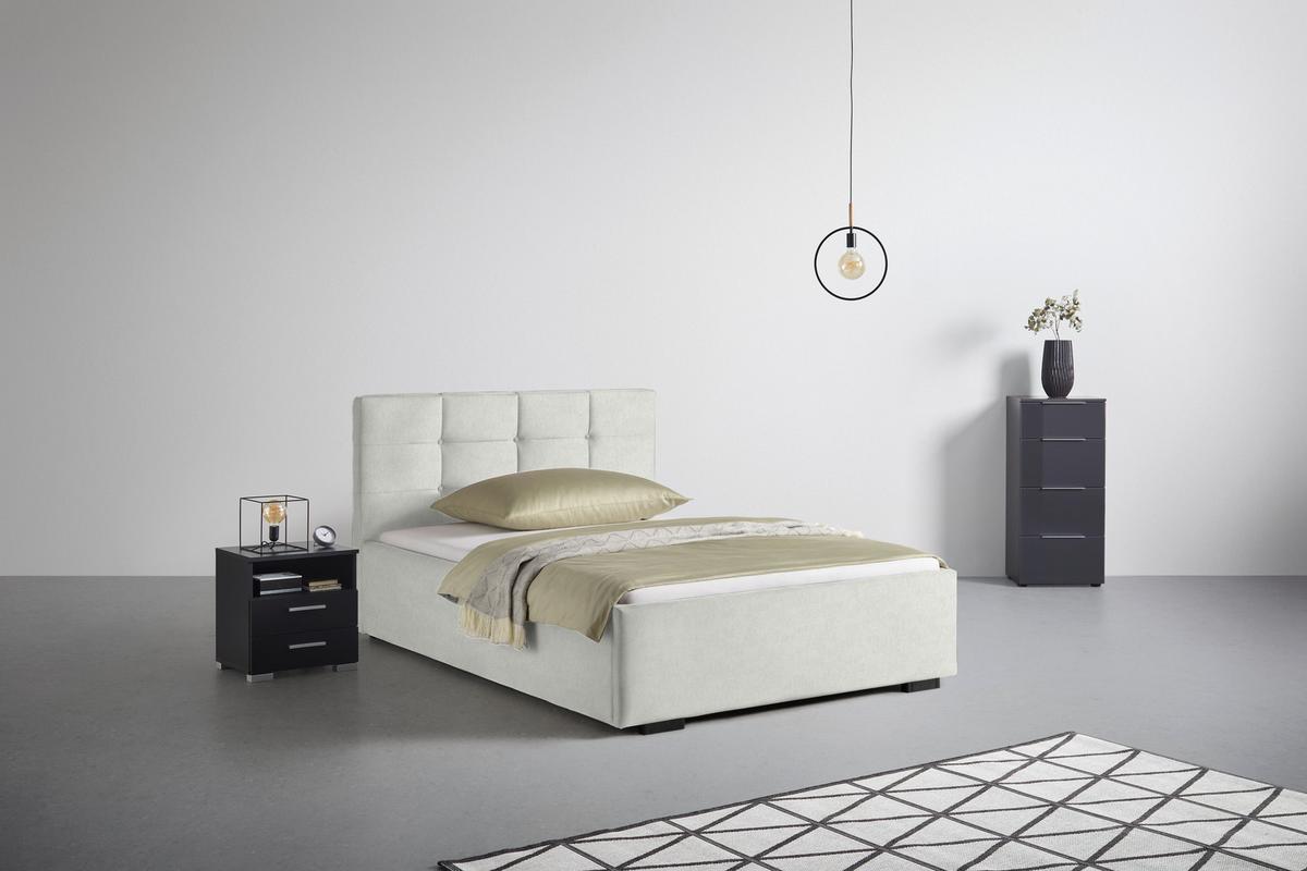 Polsterbett Nelo Beige ca. 140x200cm - Beige/Schwarz, KONVENTIONELL, Kunststoff/Textil (140/200cm) - Mömax