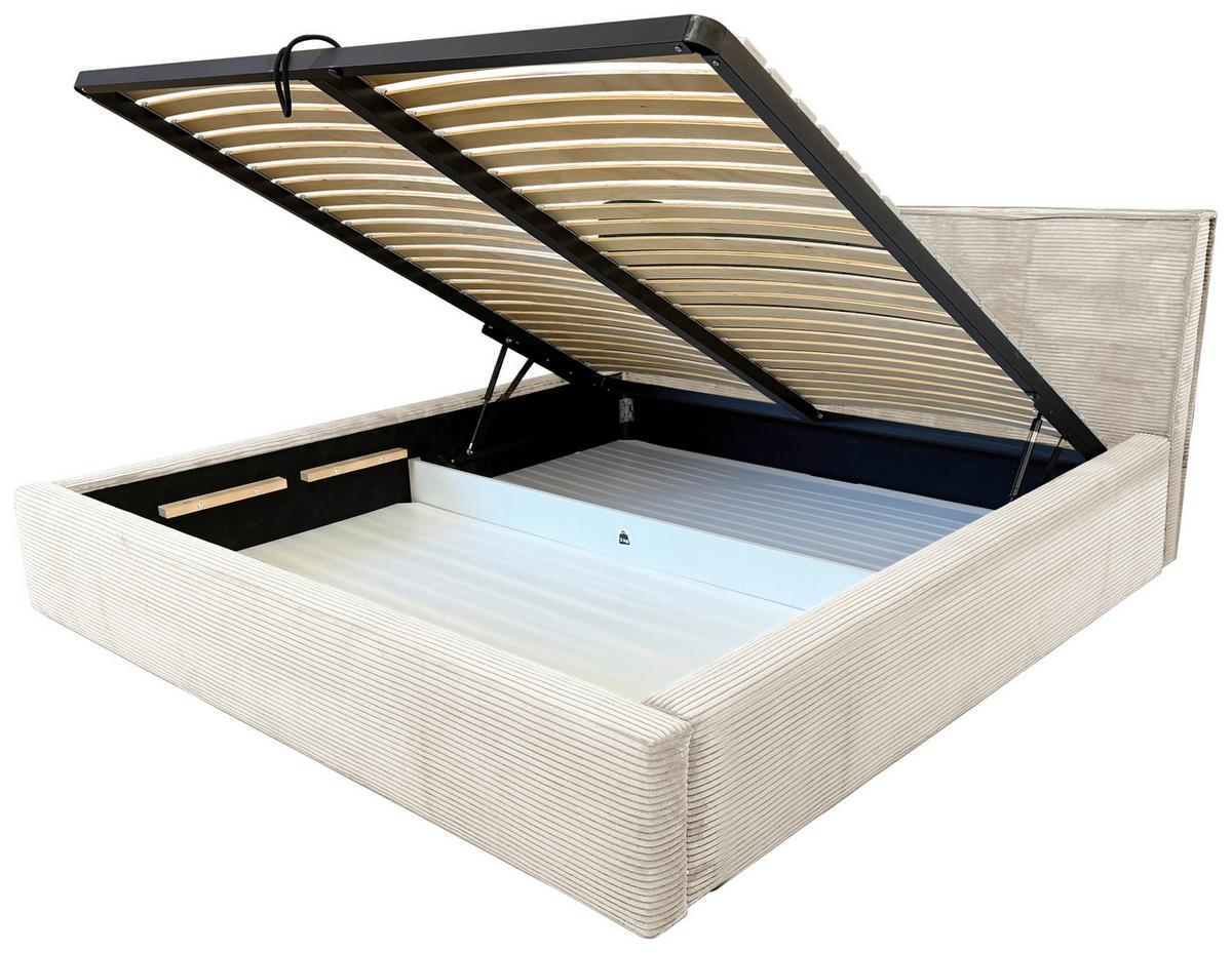 Oblazinjena Postelja Inez, Krem Barva, 180x200cm - črna/krem barve, Moderno, kovina/tekstil (180/200cm) - P & B