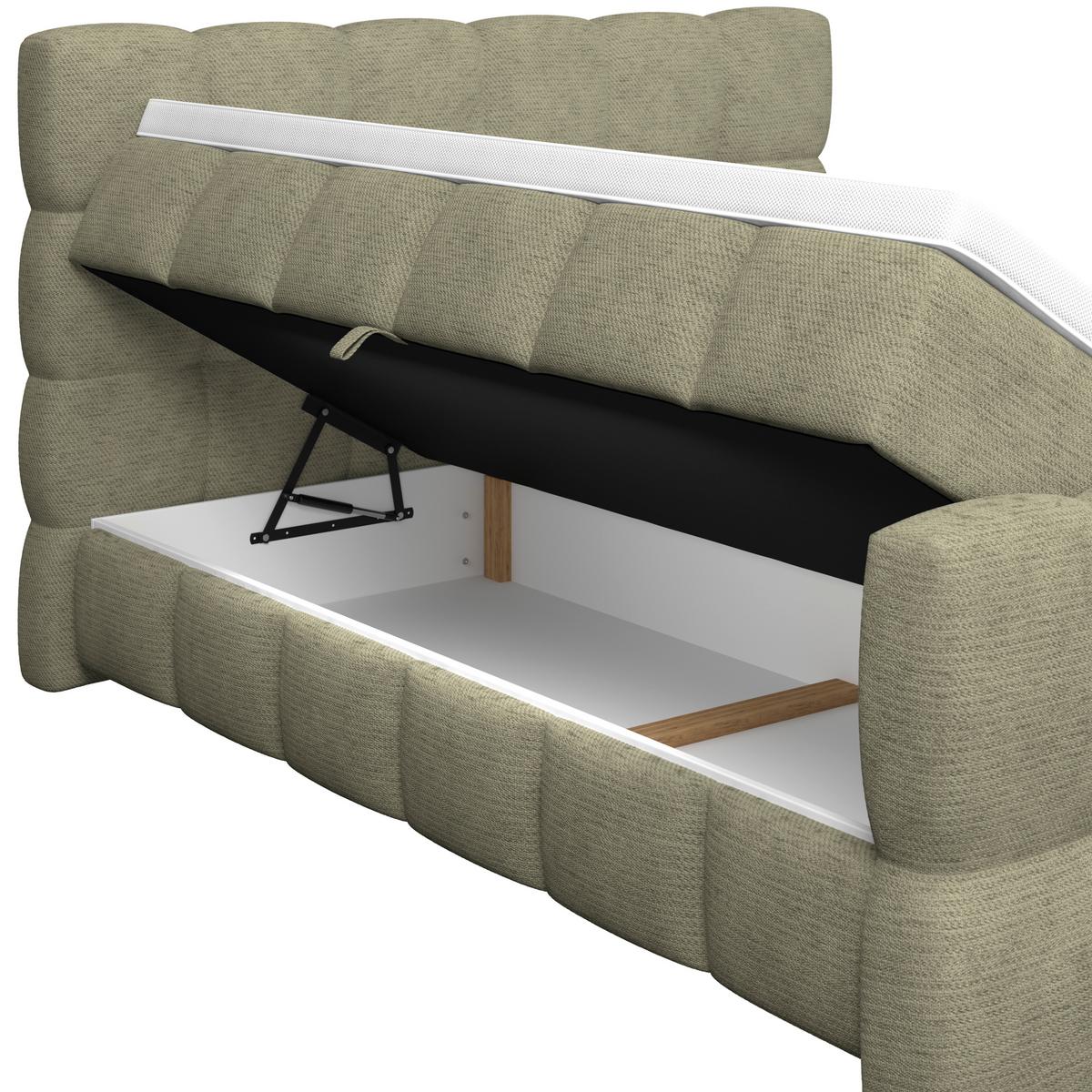 Postelja Boxspring Brisbane, Zelena, 180x200 - črna/zelena, Trend, umetna masa/tekstil (180/200cm) - Premium Living